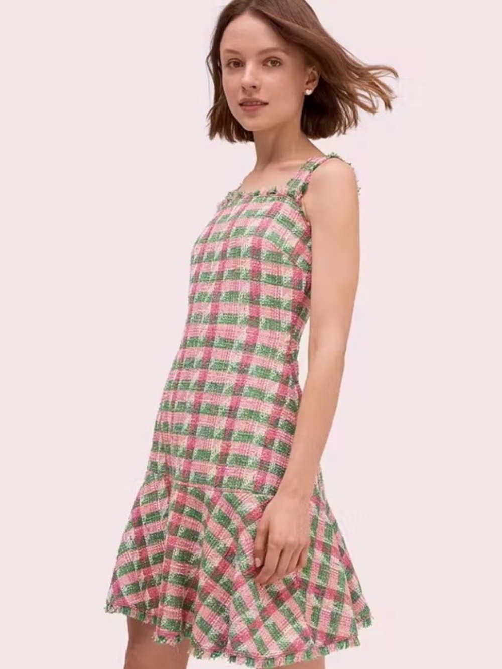 NWOT!  Kate Spade Sleeveless Vintage Tweed Dress Pink Green ~ 10